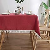 Rechteck Tischdecke ，Abwaschbar Leinen Tischtuch，70x195cm(27.55x76.77in) Tischdekoration ，für Home Küche Dekoration Verschiedene ,Rot