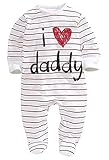 Carolilly Neugeborenes Unisex Baby Spielanzug Overall I Love Daddy/Mummy Strampler Schlafanzug (6-12 Monate, Love Daddy)