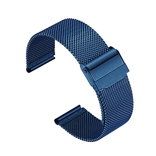 TENT Verstellbares Uhrenarmband Mit Metallschnalle, Universal-Edelstahl-Mesh-Uhrenarmband UltradüNnes Metall-Uhrenarmband FüR MäNner Und Frauen,Blau,13mm