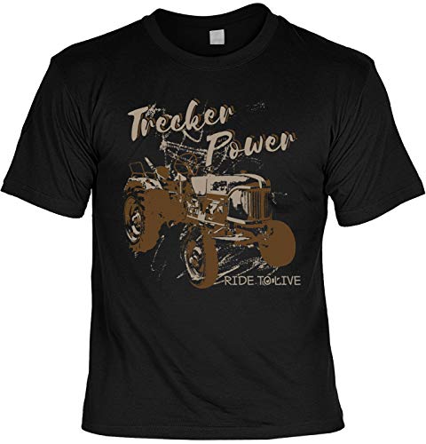 Herren Freizeit Shirt mit Traktor-Motiv schwarz - Trecker Power - Coole Männer Tshirts 4 Heroes kultige Maenner Geschenke zum Gebutstag oder Vatertag