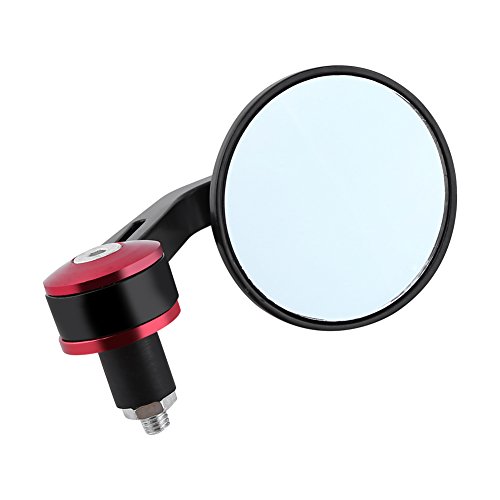 Qiilu 1 Paar Universal 7/8" Runde Lenker Bar End Rückspiegel Motorrad Scooter Sidemirror(Rot)