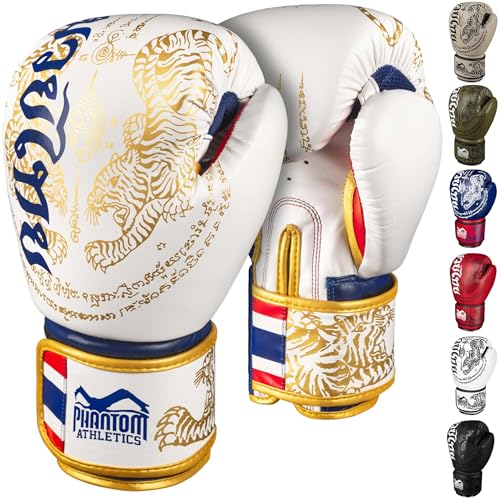 Phantom Athletics Boxhandschuhe Männer - Muay Thai | MMA und Kickbox | 10-16oz Boxing Gloves für Kampfsport | Box Handschuhe Herren, Damen und Kinder (Limited Edition - Weiß/Gold, 10 Oz)