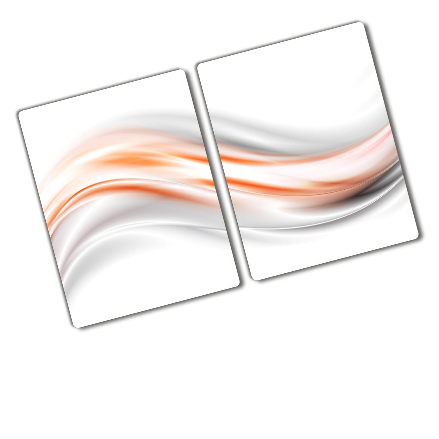Tulup Schneidebrett Abdeckung Herdabdeckplatte Gehärtetes Glas 2x40x52 cm Spritzschutz Kochplattenabdeckung Orange - Wellen Abstrakt