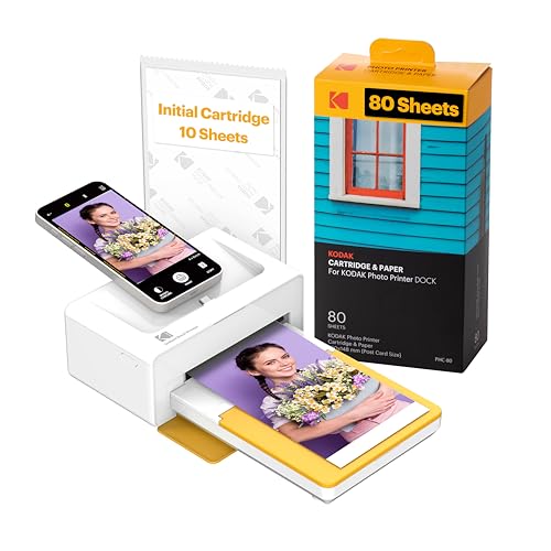KODAK PD460 Dock Plus & Bluetooth tragbarer Mini Fotodrucker 10x15, mobiler Drucker für Smartphone (iPhone und Android), Sofortbilder in Premium-Qualität unterwegs mit dem Handy drucken + 80 Fotos
