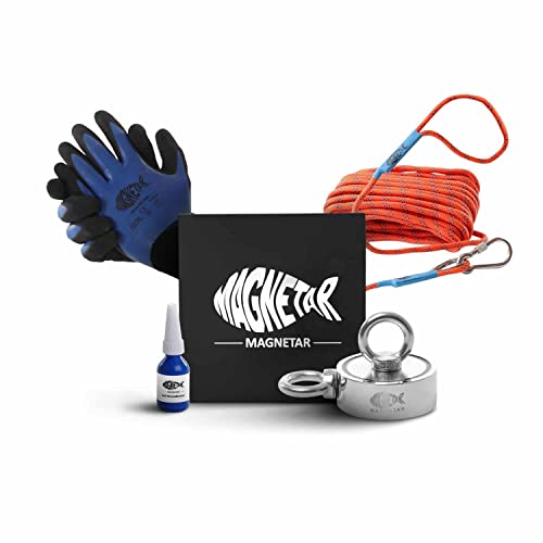 Magnetar - Vismagneet Set - 500kg Magneet - Pakket inclusief Touw/Handschoenen/Borglijm - Perfecte Kit voor Magneetvissen…