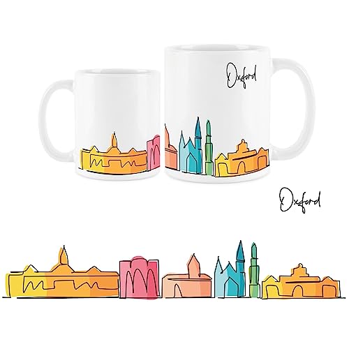Purely Home Oxford-Tasse – bunte Skyline, Souvenir, Andenken, weißer Tee, Kaffee, Geschenk