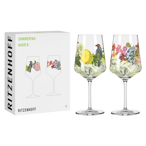 RITZENHOFF 2931019 Aperitifglas 500 ml - Serie Sommertau - Motiv Vögel, Blumen - Made in Germany