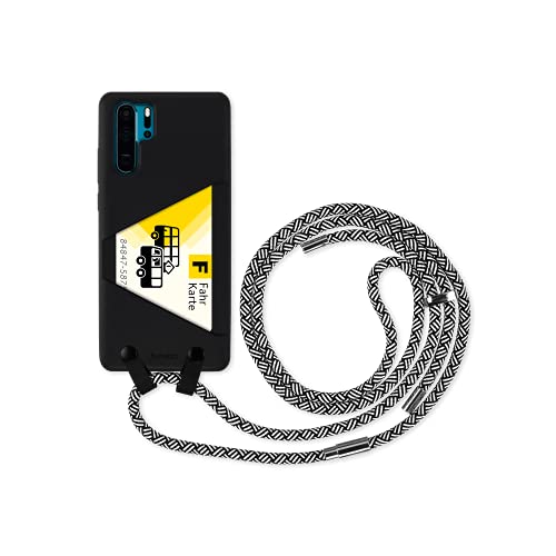 Artwizz HangOn Case Designed für [Huawei P30 Pro/New Edition] - Schutzhülle als Handykette zum Umhängen mit Band und Kartenfach - Schwarz