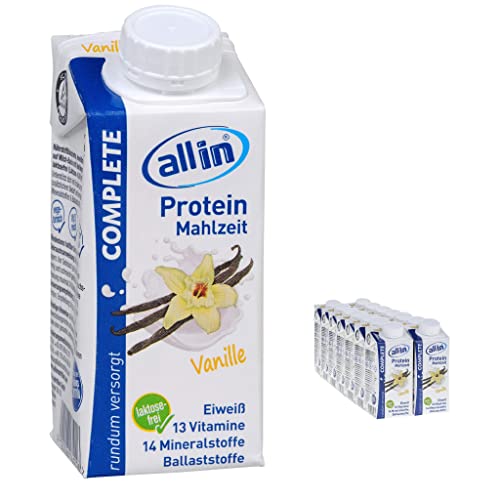 all in® COMPLETE Protein Drink Vanille 14x 200ml - Hochkalorische Trinknahrung auf Milch-Basis | Mehrkomponenten Protein Shake Mahlzeit zur schnellen Gewichtzunahme