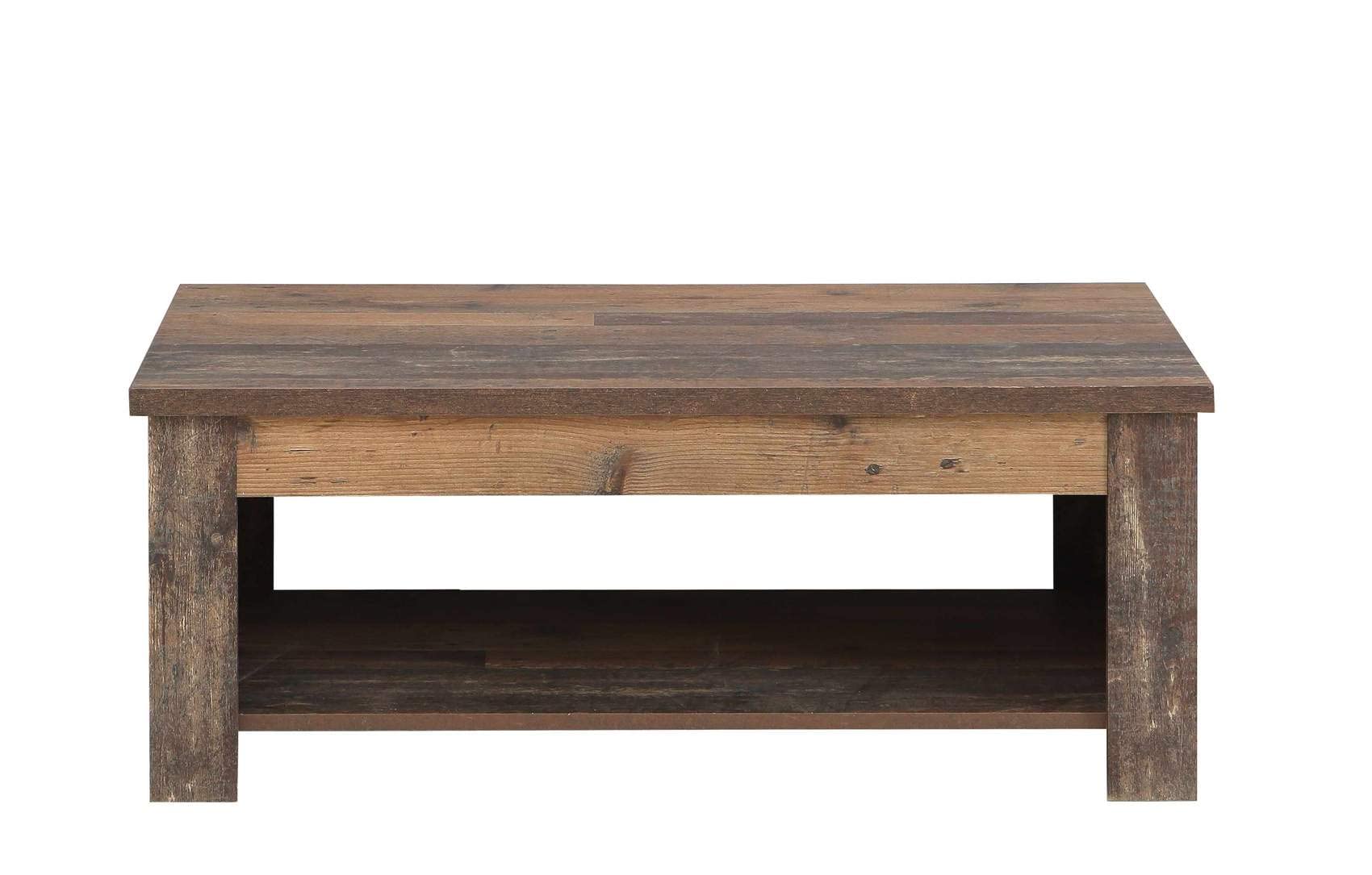 FORTE Clif Couchtisch, Holzwerkstoff, Old – Wood Vintage, 110 x 44,4 (max 66,3) x 65 (max 94,1) cm