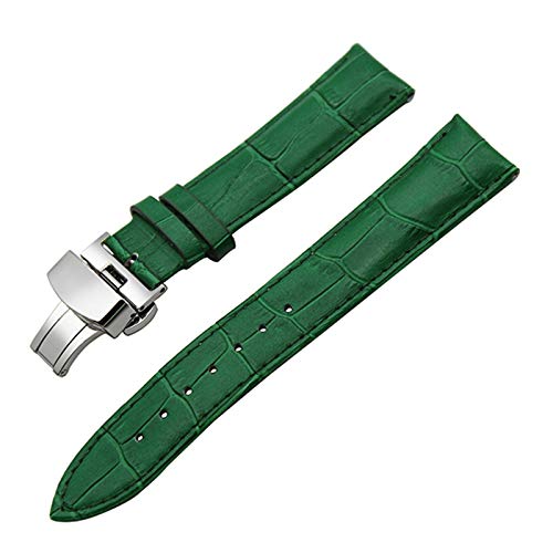 14mm-24mm-echtes Leder-Armband mit Quick Release Schmetterling Schliesse Armband Croco Korn-Armband Grün, 16mm