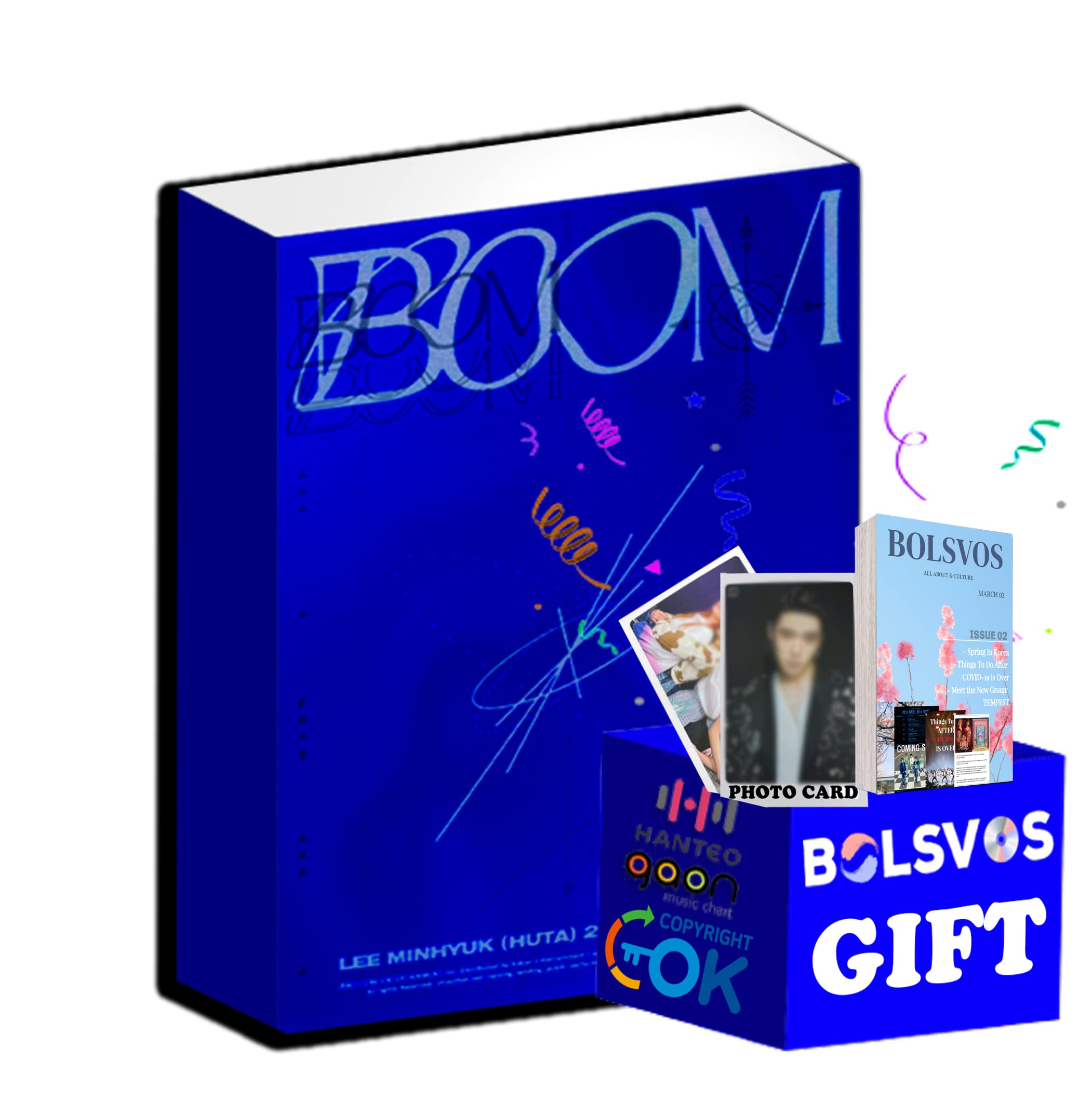 HUTA - BOOM (2nd Album) Album+Pre Order Limited Benefits+BolsVos K-POP eBook (21p), Photocards