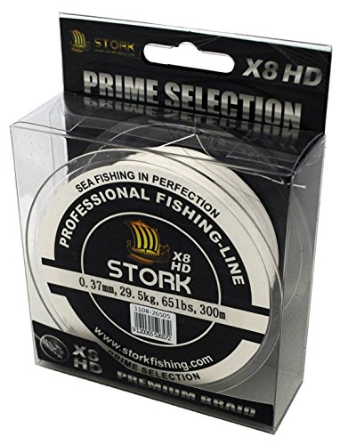 Stork HDx8, 8-Fach geflochtene premium Angelschnur 300m (Weiß, 20 lbs / 9.1 kg / 0.18 mm)