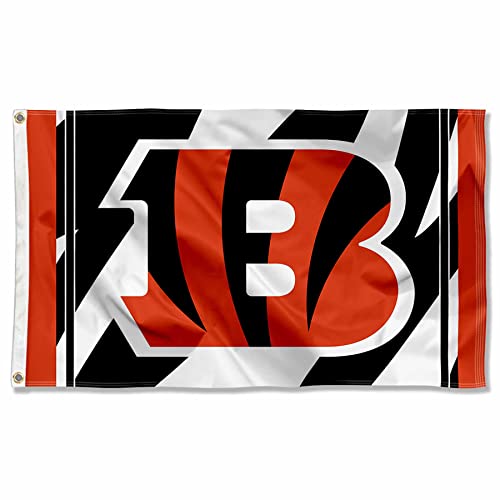 Cincinnati Bengals Weiß gestreifte Flagge für drinnen und draußen, 90 x 150 cm