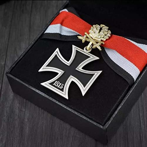 AnsonBoy Hochwertige WW2 EK2 1813 Deutsche Eiserne Kreuzmedaille WWII Reichsabzeichen mit Diamanten Eichenblattmedaillen