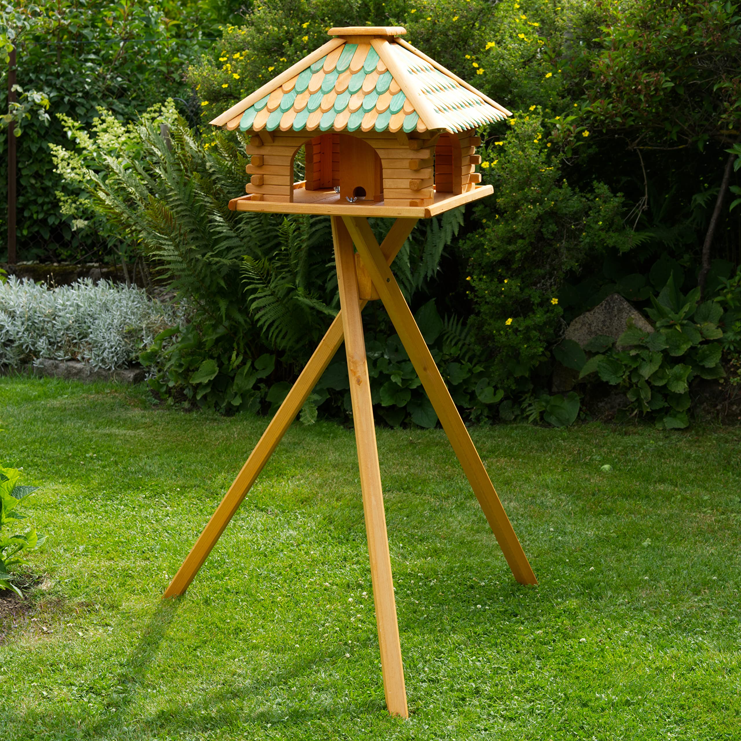 Deko-Shop-Hannusch Luxus Vogelhaus Vogelhäuschen super Blickfang mit und ohne Ständer (grün, mit Ständer)