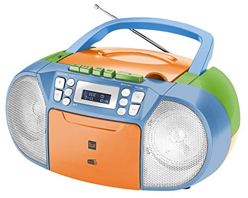 Dual DAB-P 210 Kassettenradio mit CD - DAB(+)/UKW-Radio - Boombox - CD-Player - Stereo Lautsprecher - USB-Anschluss - Aux-Eingang - Netz- / Batteriebetrieb - Tragbar - Bunt