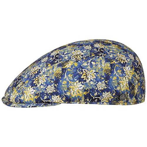 LIERYS Calesso Flowers Flatcap Schirmmütze Schiebermütze Damen/Herren - Made in Italy mit Schirm Frühling-Sommer - 59 cm blau-gelb