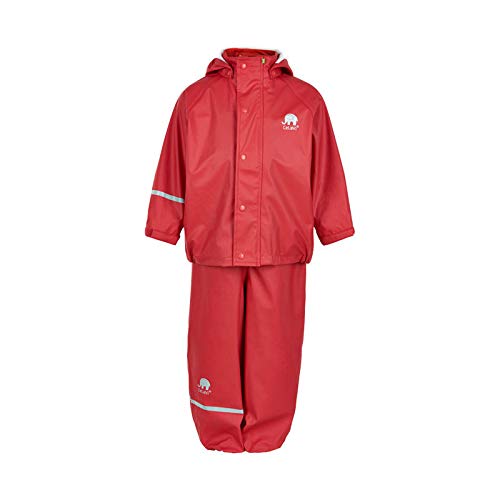 Celavi Kinder Unisex Regen Anzug, Jacke und Hose, Alter 6-7 Jahre, Größe: 120, Farbe: Rot, 1145