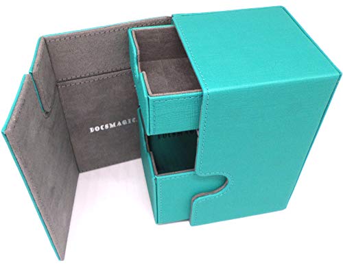 docsmagic.de Premium Magnetic Tray Box (100) Mint + Deck Divider - MTG - PKM - YGO - Kartenbox Aqua