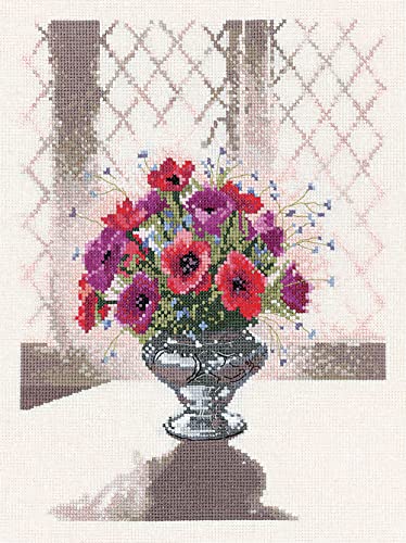 Kreuzstich Set mit Zählmuster "Silberne Vase"