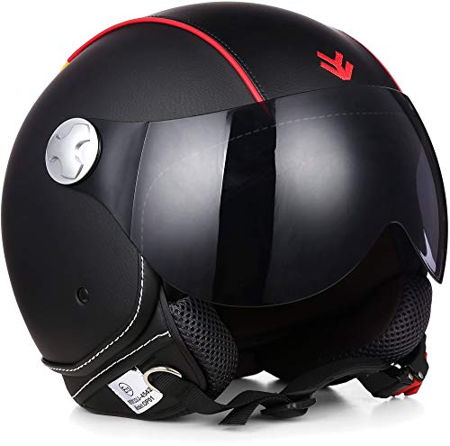 ARMOR Helmets AV-84 Motorrad-Helm, ECE Visier Leather-Design Schnellverschluss Tasche, S (55-56cm), Mehrfarbig/Germany