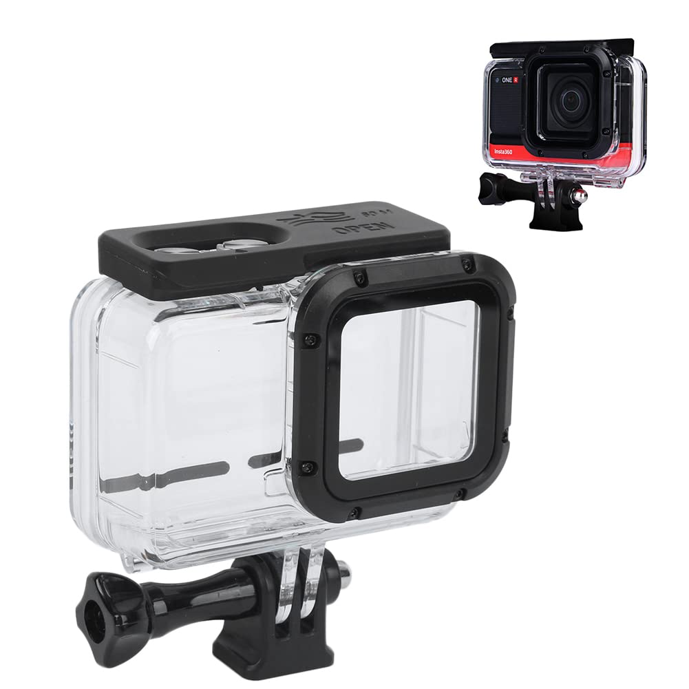 Maranon Action-Kamera Unterwasser-Tauchgehäuse, AI13 PC-Sportkamera 60M Wasserdichtes Gehäuse für Insta360 ONE R 4K-Kameras mit Adapter-Grundschraube Antibeschlag