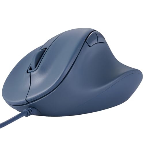 ELECOM Wired USB Ergonomic Shape Mouse, Silent Click, Right Hand, 2000DPI, 5 Buttons, Optocal Sensor, Compatible with PC, Mac, Laptop, EX-G, Msize Blue (M-XGM30UBSKBU)