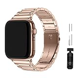 GerbGorb Apple Watch Armband 40mm 41mm Kompatibel mit Apple Watch 8/7 Armband 41mm, Armband Apple Watch SE/SE2 40mm, Apple Watch 6/5/4 Armband 40mm Rostfreier Edelstahlarmband Damen Herren Roségold