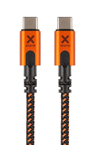 Xtorm Xtreme USB-C auf USB-C-PD-Kabel (1,5m) - robuster Steckverbinder, biegesicheres Nylon-Kabel, inkl. Kabelbinder, Schwarz/Or