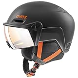 uvex hlmt 700 visor - sicherer Skihelm für Damen und Herren - individuelle Größenanpassung - mit Visier - dark slate orange - 52-55 cm