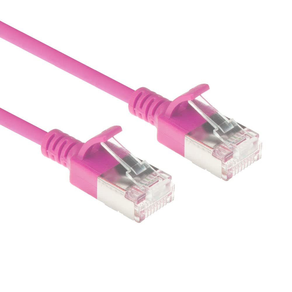 ACT CAT6a Netzwerkkabel, U/FTP LSZH LAN Kabel Dünn 3.8mm Slimline, Flexibles Snagless CAT 6a Kabel mit RJ45 Stecker, für den Einsatz in Datenzentren, 10 Meter, Rosa – DC7410