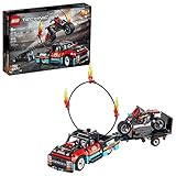 LEGO 42106 Technic Stunt-Show mit Truck und Motorrad Spielzeug für Kinder, 2-in-1 Modell, LKW mit Rückziehmotor und Anhänger