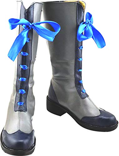 GSFDHDJS Cosplay Stiefel Schuhe for Black Butler Ciel Phantomhive Silver Gray