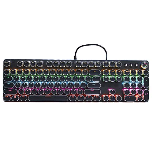 Mechanische Gaming-Tastatur, USB-Kabel-Gaming-Tastatur aus Metall mit mechanischem Wellenschalter und 30 Lichteffekten, 104 Tasten in hoher und niedriger Position, Qwert-Layout