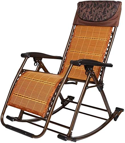 Sonnenliege Gartenstühle Schwerkraft-Terrassenstühle zum Liegen für schwere Menschen Faltbare Sonnenliege im Freien Strand Camping Tragbarer Stuhl Home Lounge Chair mit Bambuspolster (Farbe,