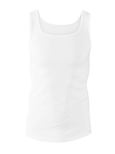 CALIDA Herren Unterhemd Evolution, weiß aus Baumwolle und Elastan, im Frackschnitt, Größe: 56
