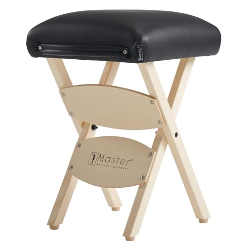 Master Massage Arbeitshocker Klapphocker Klappstuhl aus Holz für Massage Schönheitsbehandlung Therapie-Schwarz