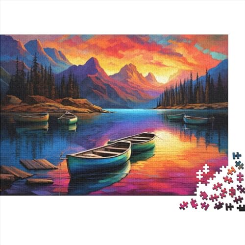 Puzzles Für Erwachsene 500 Teile - Colorful Boats in The Lake - Unmögliches Puzzle - Puzzles Für Erwachsene - Puzzle Für Erwachsene - Schwierig - Puzzle - Anspruchsvolles Spiel 500pcs (52x38cm)