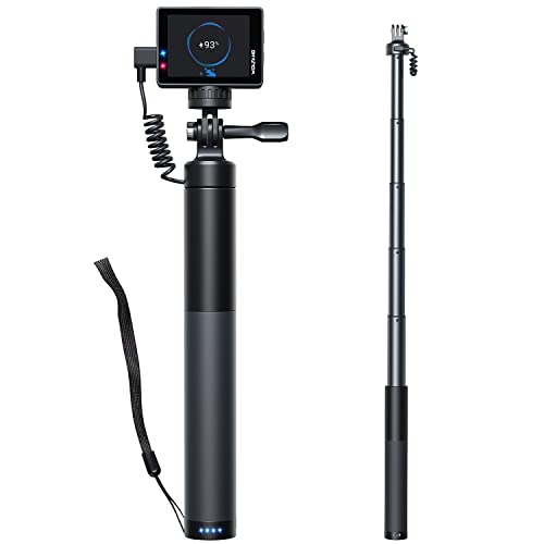 WOLFANG Action Cam Selfie Stick lädt Ihre Action-Kamera mit 2600 mAh auf (24-60CM), Schwarz, GB2200