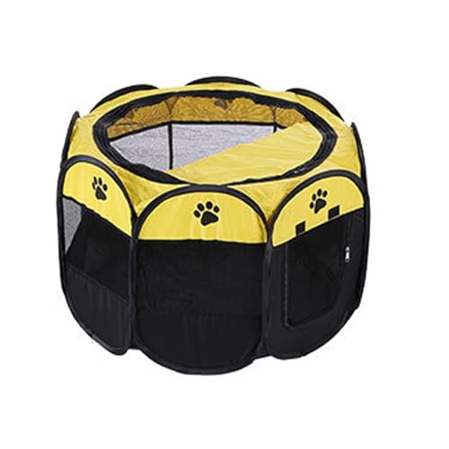 Tipi Zelt für Haustiere Tragbare Falten Haustier Zelt Hund Haus Achteckigen Käfig for Katze Zelt Welpen Zwinger Einfache Bedienung Zaun Im Freien Große Hunde Haus (Color : Yellow, Size : S)