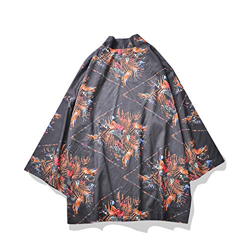 WYUKN Kimono Herren， Japanische Kimono Cardigan Street Printed Tops Jacke Beachwear für Herren,B-Large