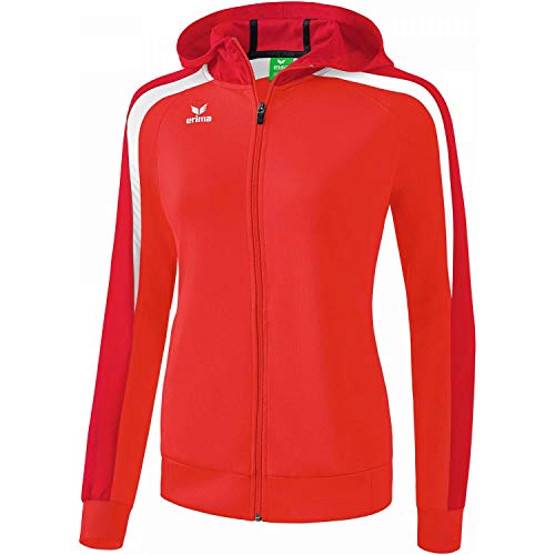 Erima Damen Liga 2.0 Trainingsjacke mit Kapuze Jacke, rot/dunkelrot/Weiß, 36
