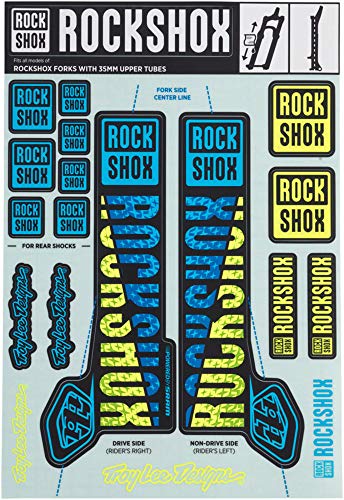 Rockshox Unisex – Erwachsene Troy Lee Designs-B/G Dekor Kit, Blue/Yellow, 35mm