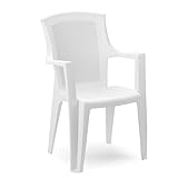 Stapelbarer Stuhl mit hoher Rückenlehne, Rattaneffekt, Made in Italy, 60 x 62 x 89 cm, weiße Farbe