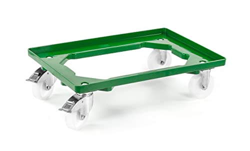 aidB Kunststoff Transportroller Offen - Grün - mit aidB Kunststoffräder, 2 Lenkrollen und 2 Bremsrollen - Einzel