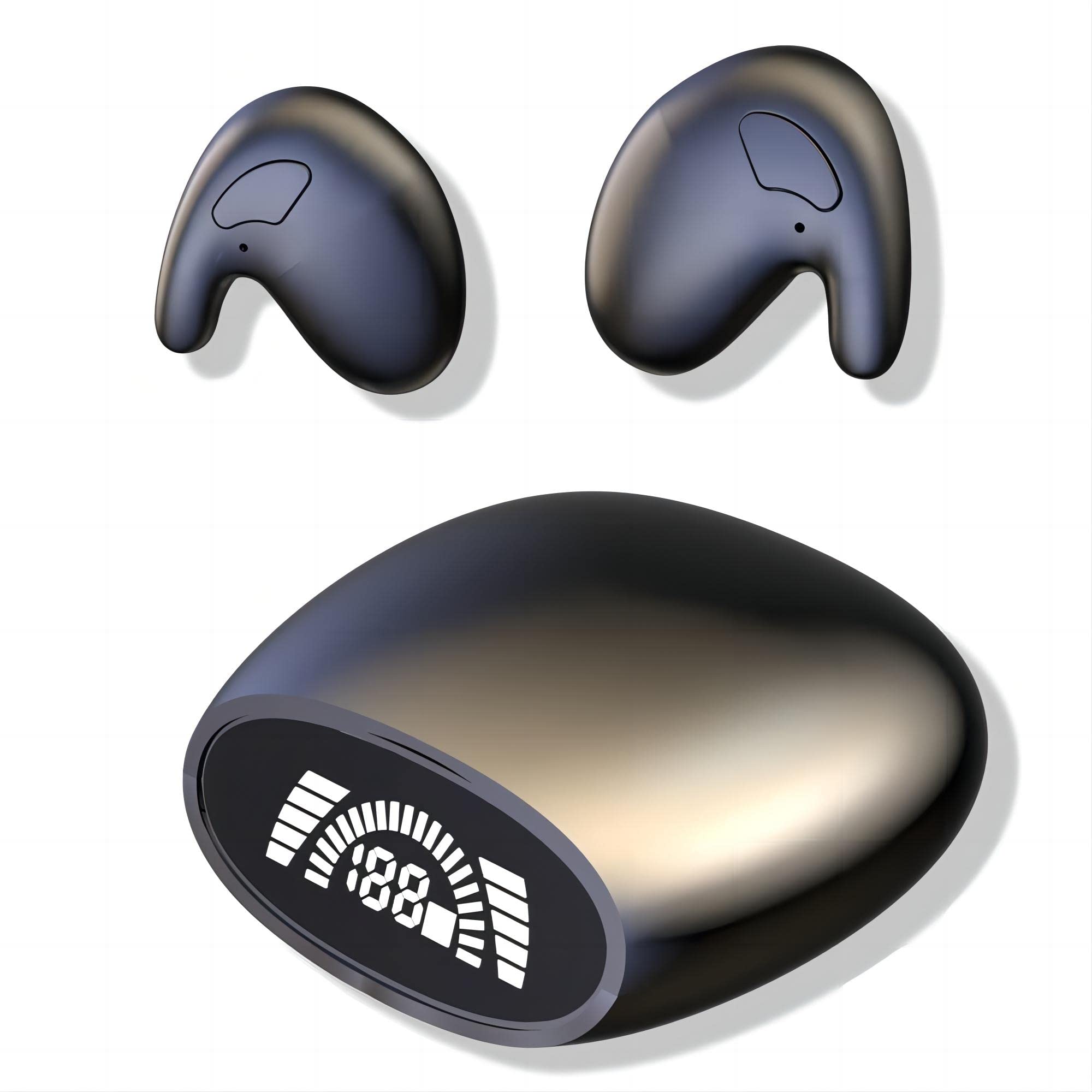 WANWEN Bluetooth-KopfhöRer in Ear, In Ear KopfhöRer Bluetooth Noise Cancelling, Unsichtbarer Drahtloser Schlafkopfhörer Wasserdicht, mit kabelloser Ladebox, Doppelte Geräuschunterdrückung (Black)