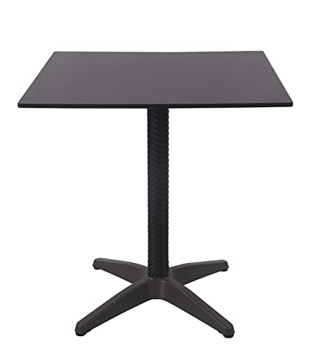 METRO Professional Tisch, Aluminium/PE Rattan/Hochdrucklaminat, quadratisch, Anti-Fingerabdrücke, verstellbare Höhe, schwarz
