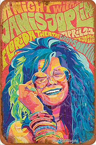 Janis Joplin Vintage Metallschild Blechschild Retro Metallschild Poster Wandkunst Dekor für Zuhause Küche Garage Bar Pub Geschenk 30,5 x 20,3 cm