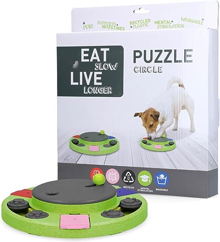 Eat Slow Live Longer Puzzle Triangle - Intelligenzspielzeug für Hunde - Interaktives Hundespielzeug - Herausforderndes Hundepuzzle - Kann mit Snacks gefüllt Werden (Circle)